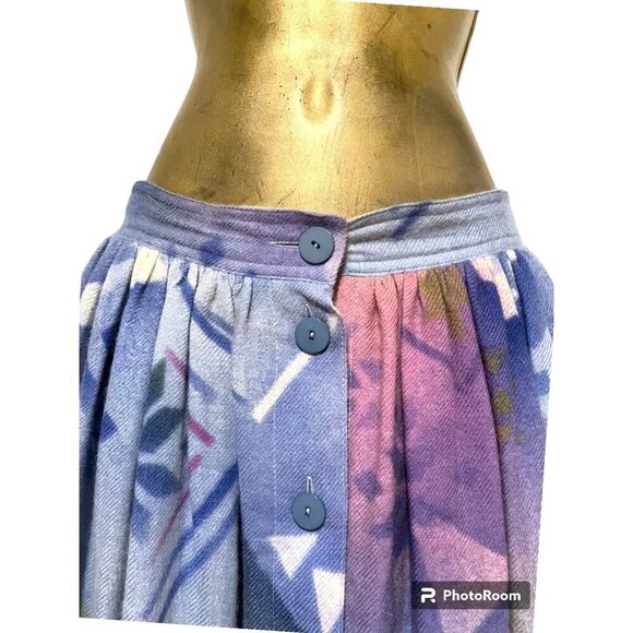 Vintage Escada Nordic Fairy Winter Scene Maxi Skirt S Wool Blend Snowflake Star - Picture 3 of 13